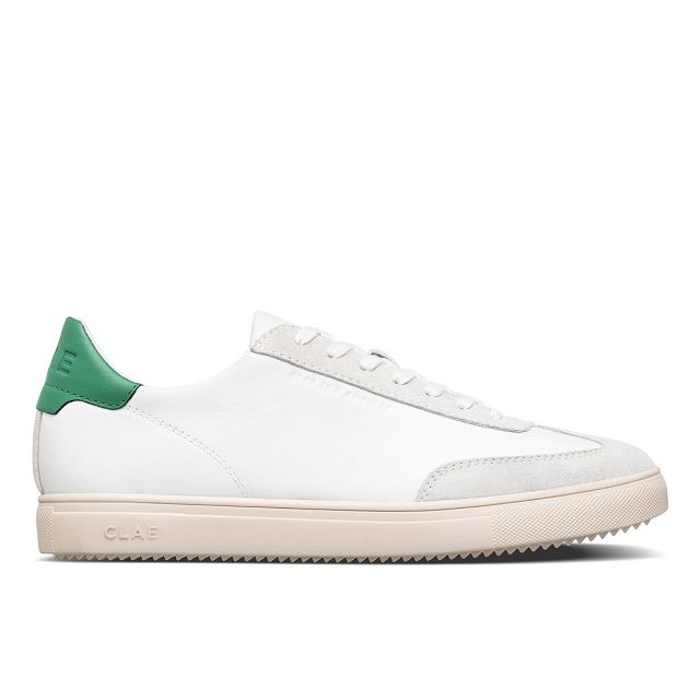 CLAE DEANE Shoes Mens USA148-Z02 In White Leather Pine Green